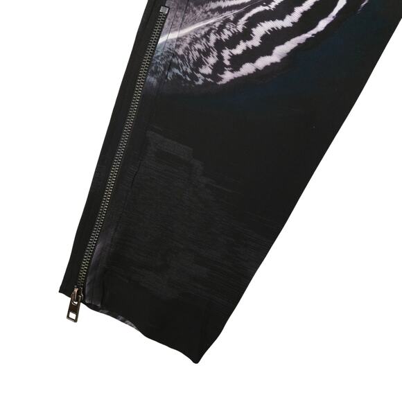 All Saints Helena Piuma Silk Trouser Feathers Print Size 2 Black Artsy Statement - Picture 8 of 16